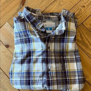 Columbia Blue and Yellow Plaid Shirt